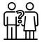 Couple divorce question icon, outline style