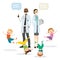 Couple of doctors and happy active kids,Children Health concept