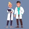 Couple of doctors. A man and a woman are medical workers. Vector