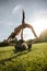 Couple doing acro yoga on grass