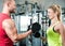 Couple doing a fitness workout in the sport gym