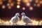 couple doves covered in glowing lights, in a wedding scene Ai generated