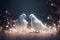 couple doves covered in glowing lights, in a wedding scene Ai generated