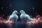 couple doves covered in glowing lights, in a wedding scene Ai generated