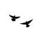 Couple of doves symbol of freedom and hope. Silhouette of pigeons fly on white background. Vector illustration