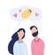 Couple dream about child, fertility treatment flat vector illustration isolated.