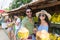 Couple Drink Coconut Asian Fruits Street Market Buying Fresh Food, Young Man And Woman Tourists Exotic Vacation