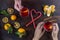 Couple drinks mulled wine in glass cups