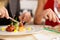 Couple eating dinner in very good restaurant