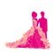 Couple in elegant dresses, isolated characters