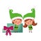 Couple of elves with gifts boxs avatar character
