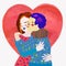 A couple of embracing girls. Flat style  illustration of hugging women. Female friendship. Lgbt couple. Lesbian couple.Image