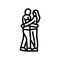 couple embracing love line icon vector illustration