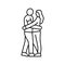couple embracing love line icon vector illustration