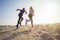 Couple during endurance training outdoors