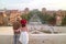 Couple Enjoy the Impressive Evening City View of Yerevan From the Yerevan Cascade in Armenia