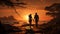 A couple enjoy relax love and romantic moment at sunset