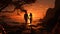 A couple enjoy relax love and romantic moment at sunset