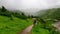 couple enjoyeng natur, nerow way forest