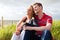 Couple enjoying holiday in beach dune