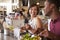 Couple Enjoying Lunch Date In Delicatessen Restaurant