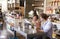 Couple Enjoying Lunch Date In Delicatessen Restaurant