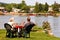 Couple enjoying river view