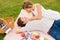 Couple Enjoying Romantic Sunset Picnic