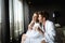 Couple enjoying wellness weekend and spa in hotel