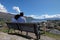 Couple enjoys beautiful wanaka scenery in South Island in New Zealand