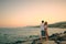 Couple on an evening seaside date