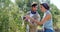 Couple examining olives on plant 4k