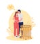 Couple expects baby 2D vector isolated illustration