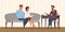 Couple at family psychologist flat illustration