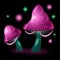 couple fantasy mushrooms cartoon isolated black background