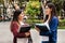 Couple of female students, hispanic women and latin friends in Mexico, mexican young people