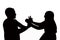 A couple fighting, silhouette