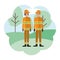 Couple of firefighters with landscape avatar character