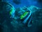 Couple Fish Heniochus acuminatus at the deep blue ocean swimmi