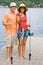 Couple fishing on pier