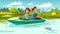 Couple fishing vector cartoon illustration