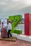 Couple folk dancers on pier, Zihuatanejo, Mexico