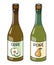 A couple of French cider bottles. Alcoholic beverage made of apple and pear. Doodle cartoon hipster style vector