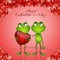 couple of frogs with hearts in Valentine day