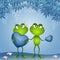 A couple of frogs with hearts in Valentine day