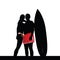 Couple front of surfboard illustration