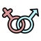 Couple gender signs icon color outline vector