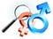 Couple Gender Symbols under Magnifying Glass