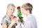 Couple with gift and flower