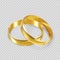 Couple of glossy golden rings. Ring symbol of wedding. Vector isolated